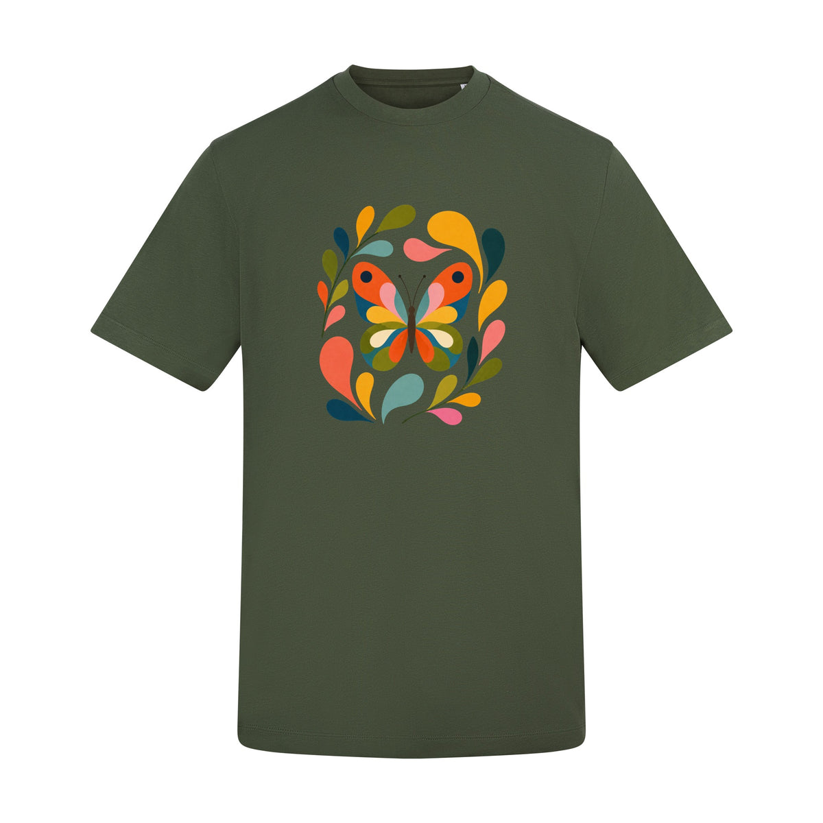 Wings in Bloom Adult Unisex T-shirt - Freeform Fauna Range Earthy Green colour variant image