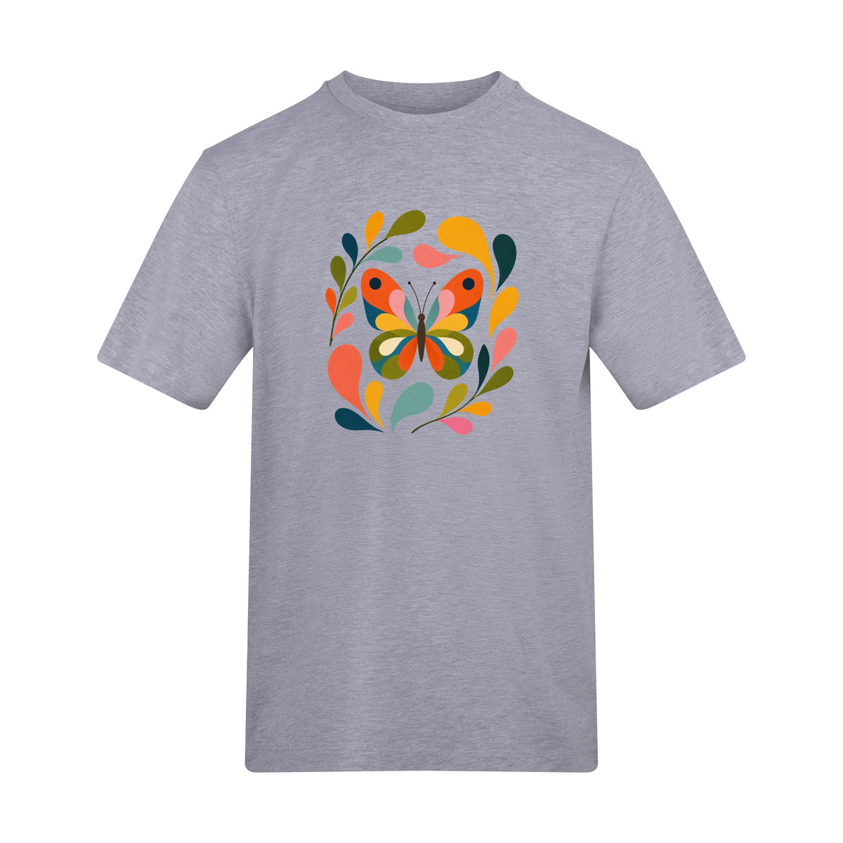 Wings in Bloom Adult Unisex T-shirt - Freeform Fauna Range Heather Grey colour variant image