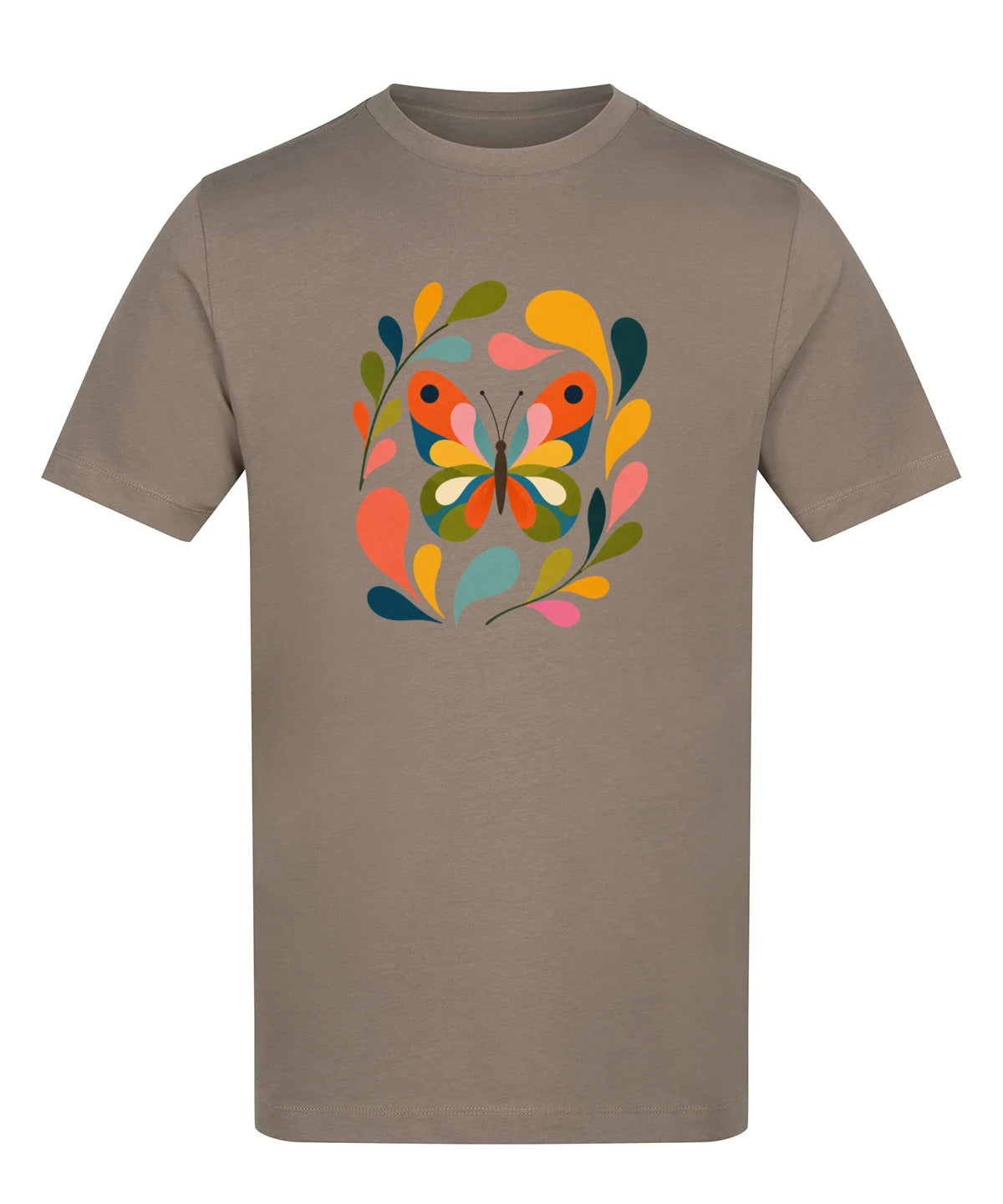 Wings in Bloom Adult Unisex T-shirt - Freeform Fauna Range Mocha Brown colour variant image