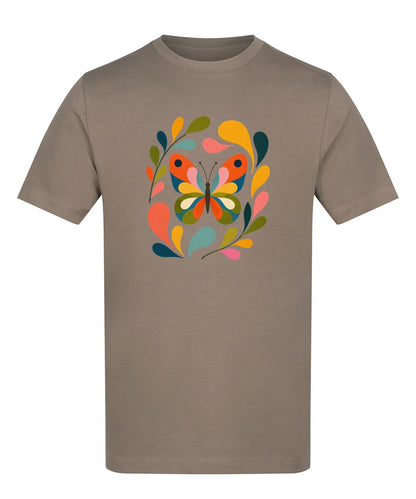 Wings in Bloom Adult Unisex T-shirt - Freeform Fauna Range Mocha Brown colour variant image