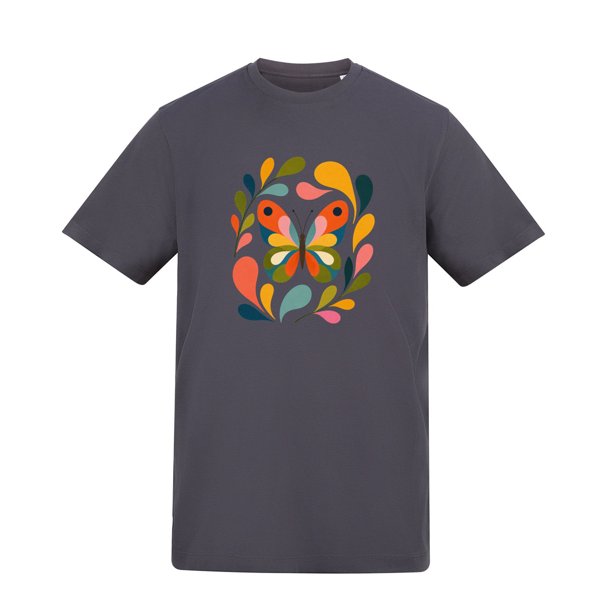 Wings in Bloom Adult Unisex T-shirt - Freeform Fauna Range Solid Charcoal colour variant image