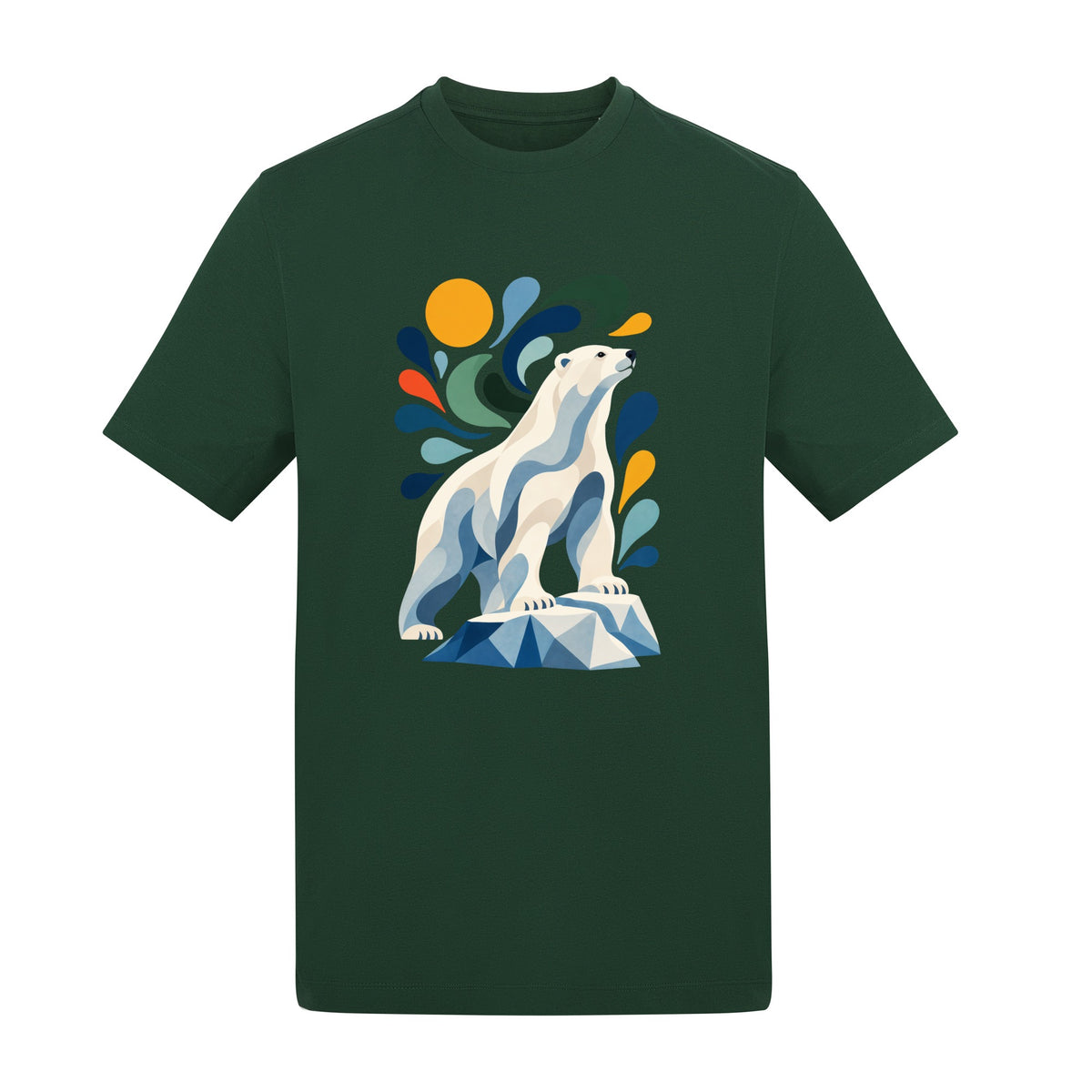 Arctic Resolve Adult Unisex T-shirt - Freeform Fauna Range Bottle Green colour variant image
