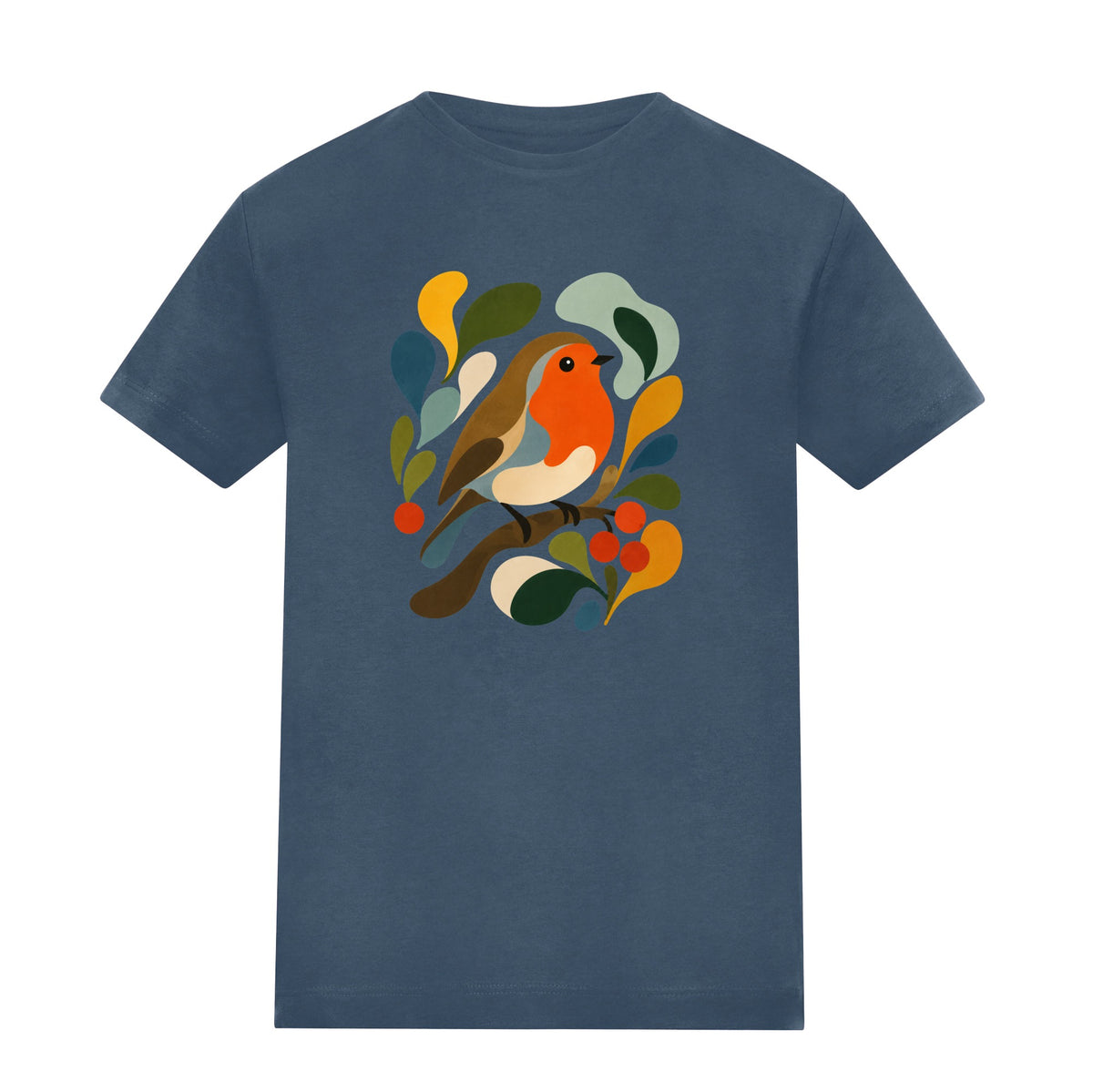 Hedgerow Harmony Adult Unisex T-shirt - Freeform Fauna Range Airforce Blue colour variant image