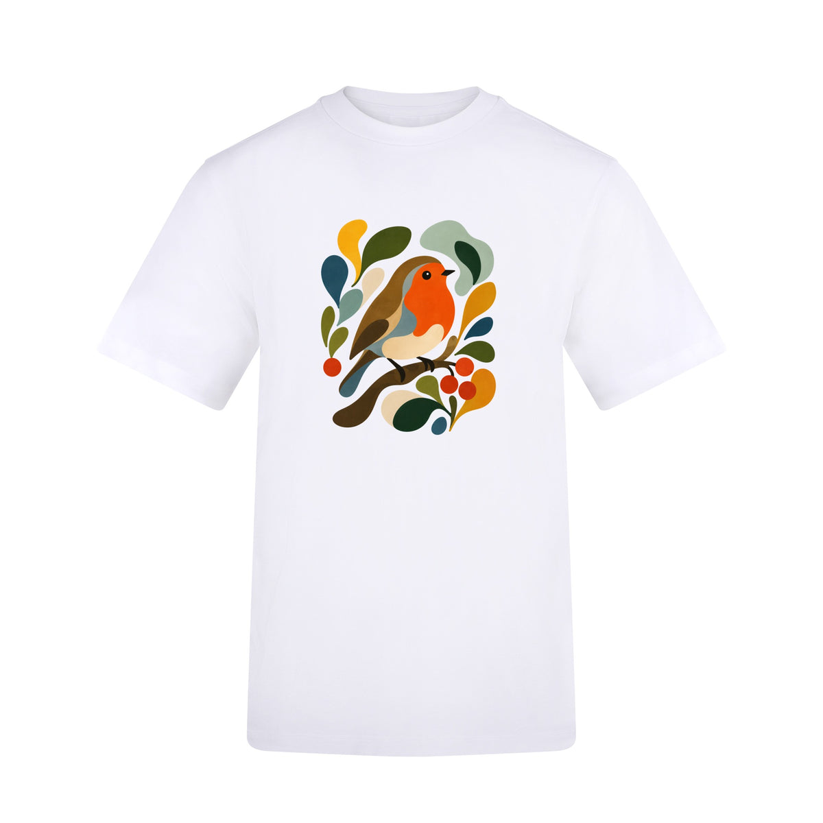 Hedgerow Harmony Adult Unisex T-shirt - Freeform Fauna Range Arctic White colour variant image