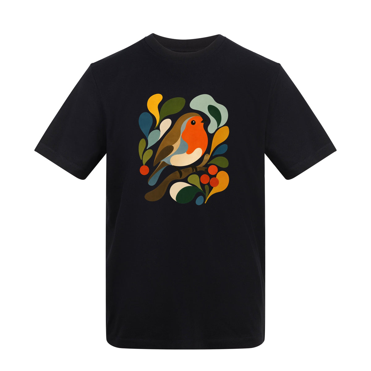 Hedgerow Harmony Adult Unisex T-shirt - Freeform Fauna Range Deep Black colour variant image