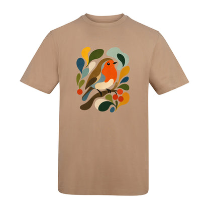 Hedgerow Harmony Adult Unisex T-shirt - Freeform Fauna Range Desert Sand colour variant image