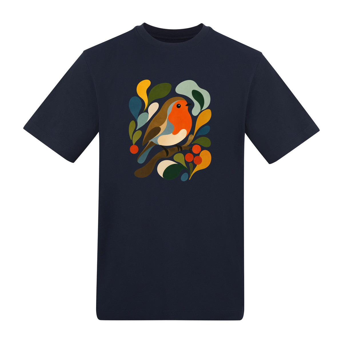 Hedgerow Harmony Adult Unisex T-shirt - Freeform Fauna Range French Navy colour variant image