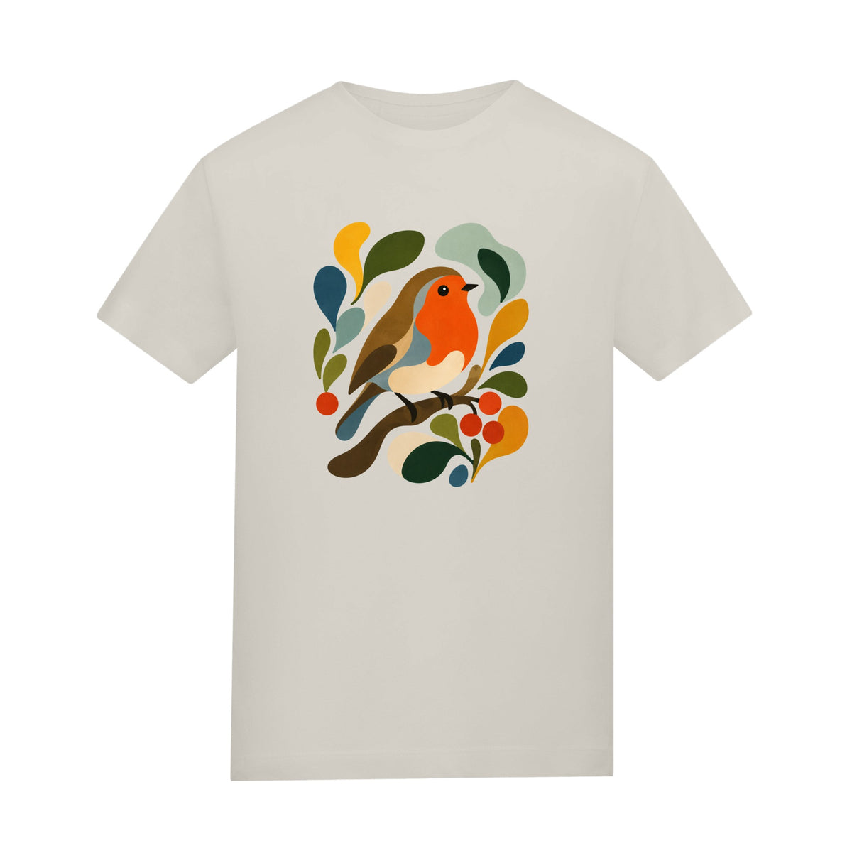 Hedgerow Harmony Adult Unisex T-shirt - Freeform Fauna Range Natural Stone colour variant image