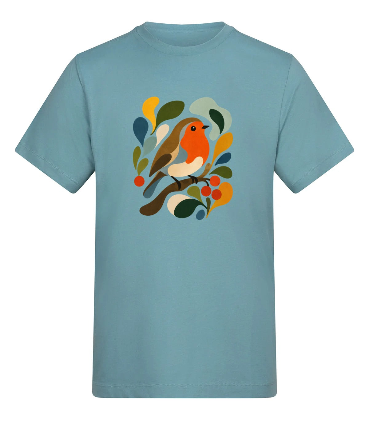 Hedgerow Harmony Adult Unisex T-shirt - Freeform Fauna Range Seafoam colour variant image