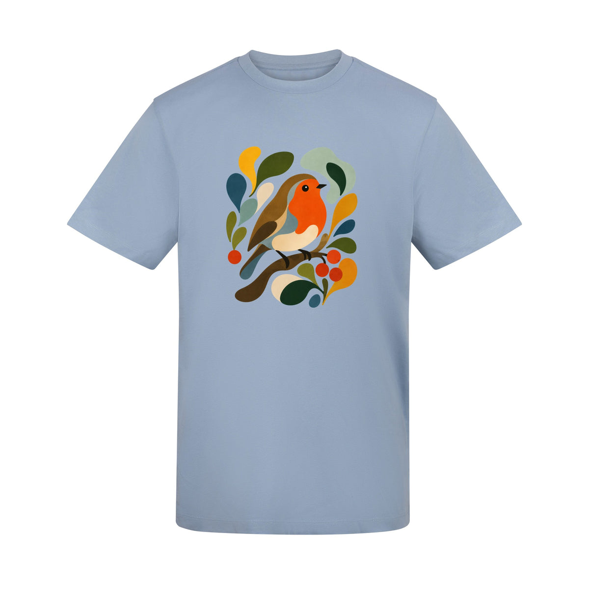Hedgerow Harmony Adult Unisex T-shirt - Freeform Fauna Range Sky Blue colour variant image