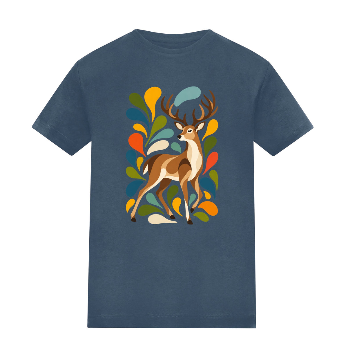 Woodland Majesty Adult Unisex T-shirt - Freeform Fauna Range Airforce Blue colour variant image