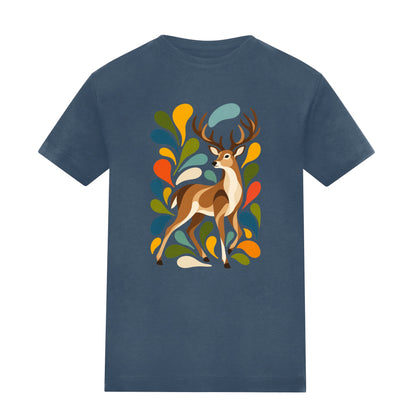 Woodland Majesty Adult Unisex T-shirt - Freeform Fauna Range Airforce Blue colour variant image