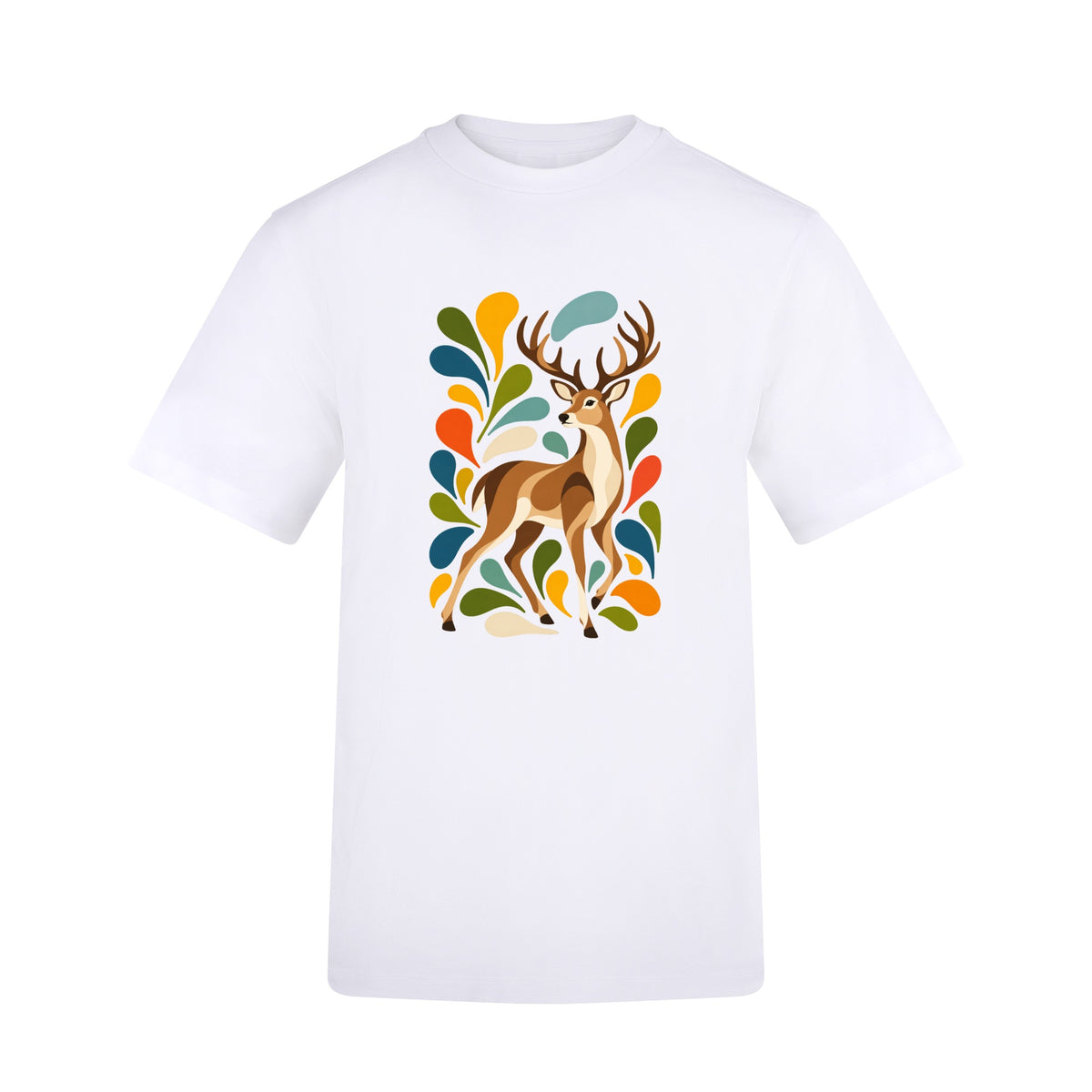 Woodland Majesty Adult Unisex T-shirt - Freeform Fauna Range Arctic White colour variant image