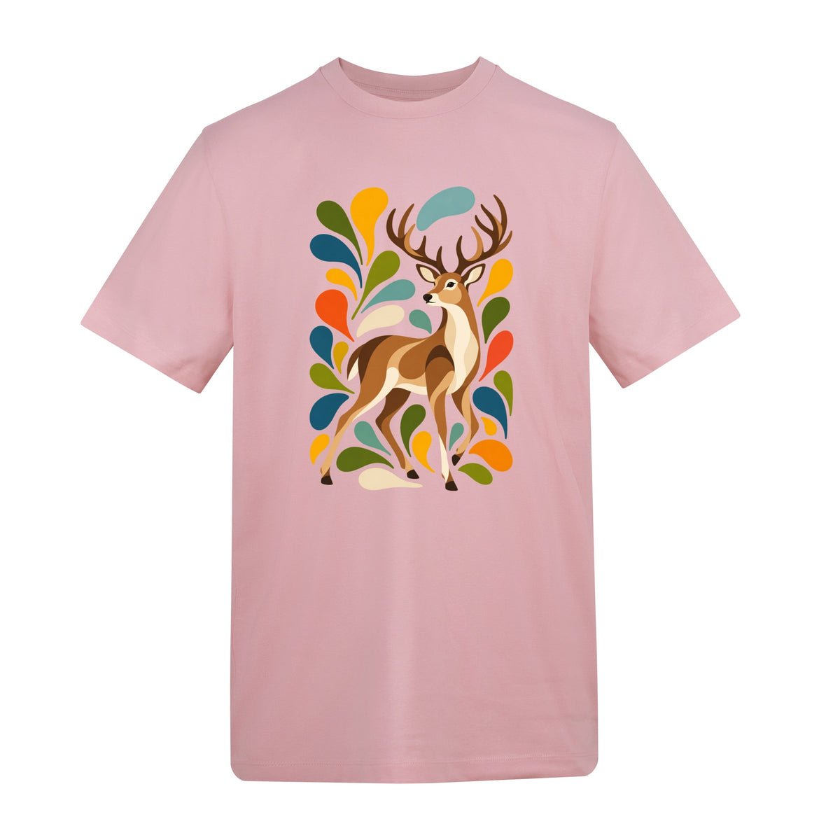 Woodland Majesty Adult Unisex T-shirt - Freeform Fauna Range Baby Pink colour variant image