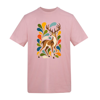 Woodland Majesty Adult Unisex T-shirt - Freeform Fauna Range Baby Pink colour variant image