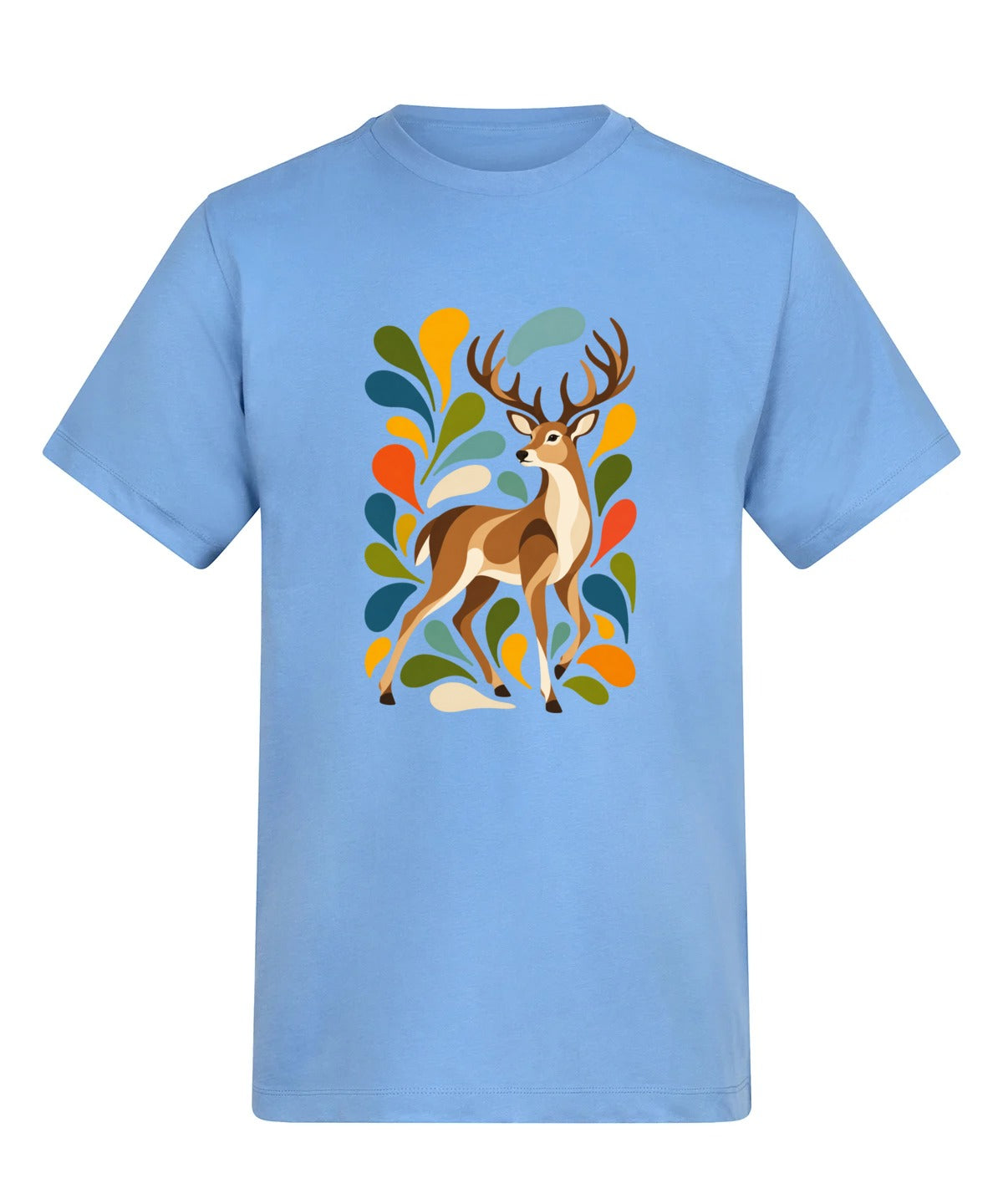Woodland Majesty Adult Unisex T-shirt - Freeform Fauna Range Cornflower Blue colour variant image