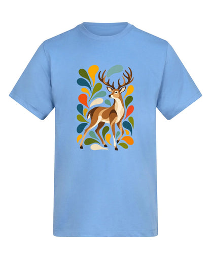 Woodland Majesty Adult Unisex T-shirt - Freeform Fauna Range Cornflower Blue colour variant image