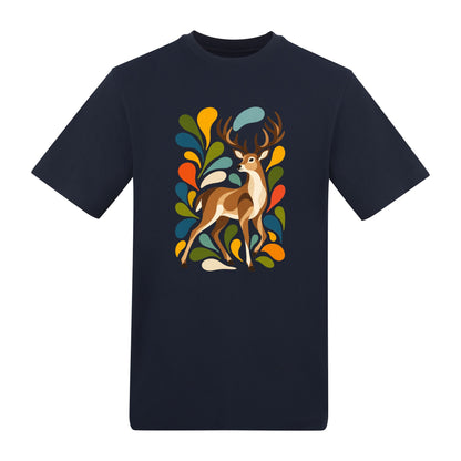 Woodland Majesty Adult Unisex T-shirt - Freeform Fauna Range French Navy colour variant image