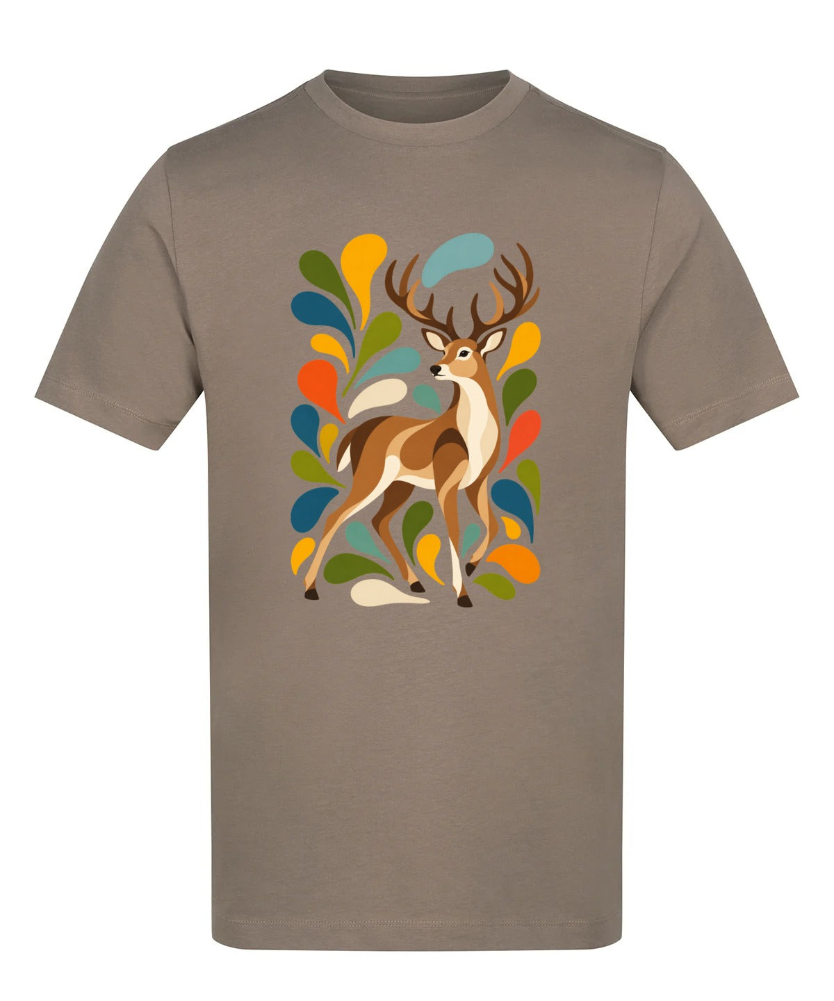 Woodland Majesty Adult Unisex T-shirt - Freeform Fauna Range Mocha Brown colour variant image