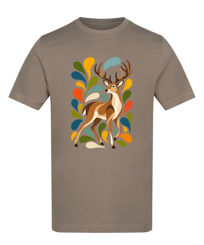 Woodland Majesty Adult Unisex T-shirt - Freeform Fauna Range Mocha Brown colour variant image
