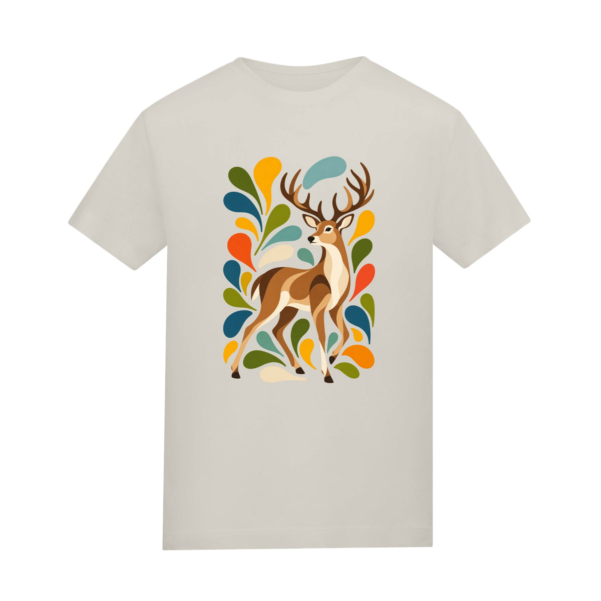 Woodland Majesty Adult Unisex T-shirt - Freeform Fauna Range Natural Stone colour variant image