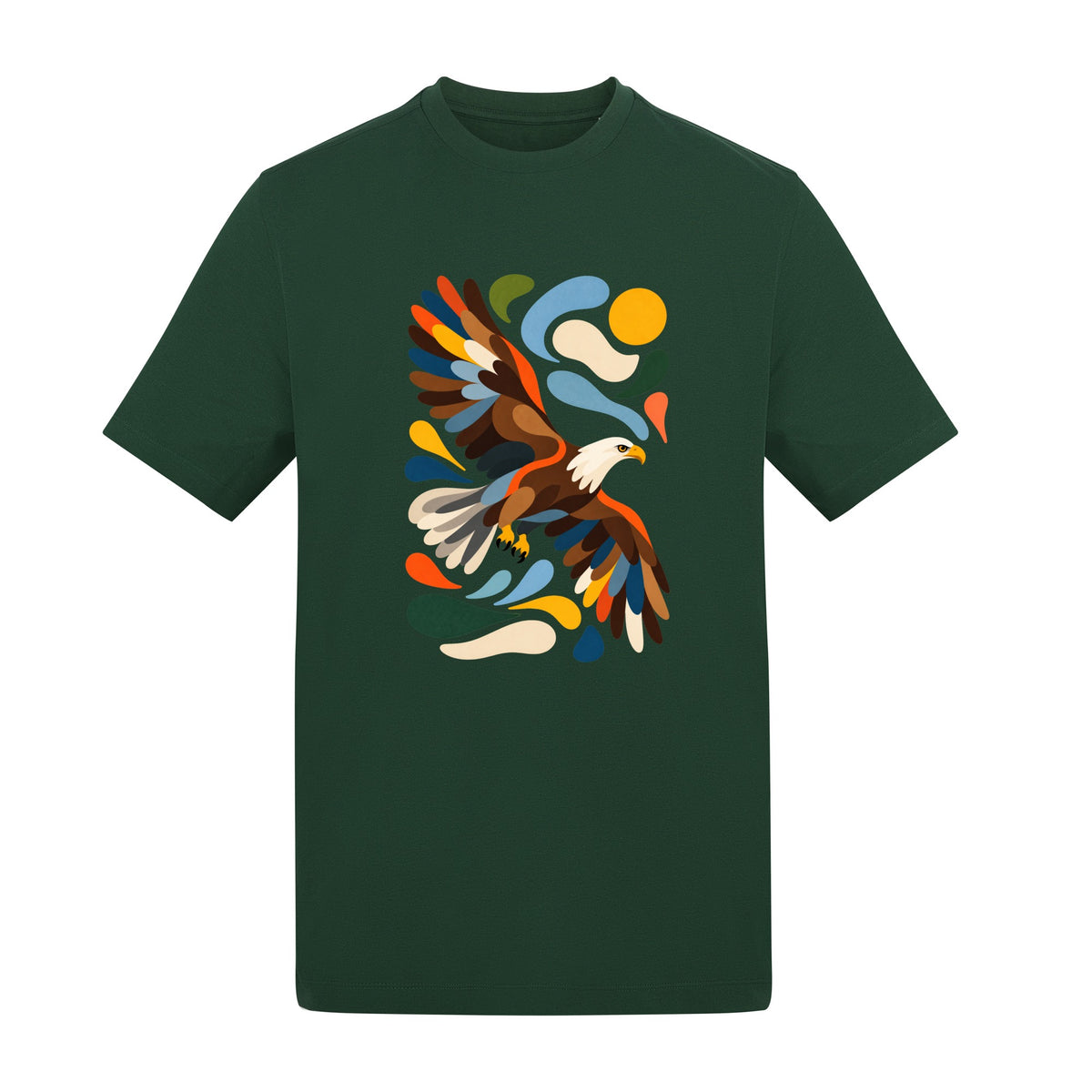 Skybound Spirit Adult Unisex T-shirt - Freeform Fauna Range Bottle Green colour variant image