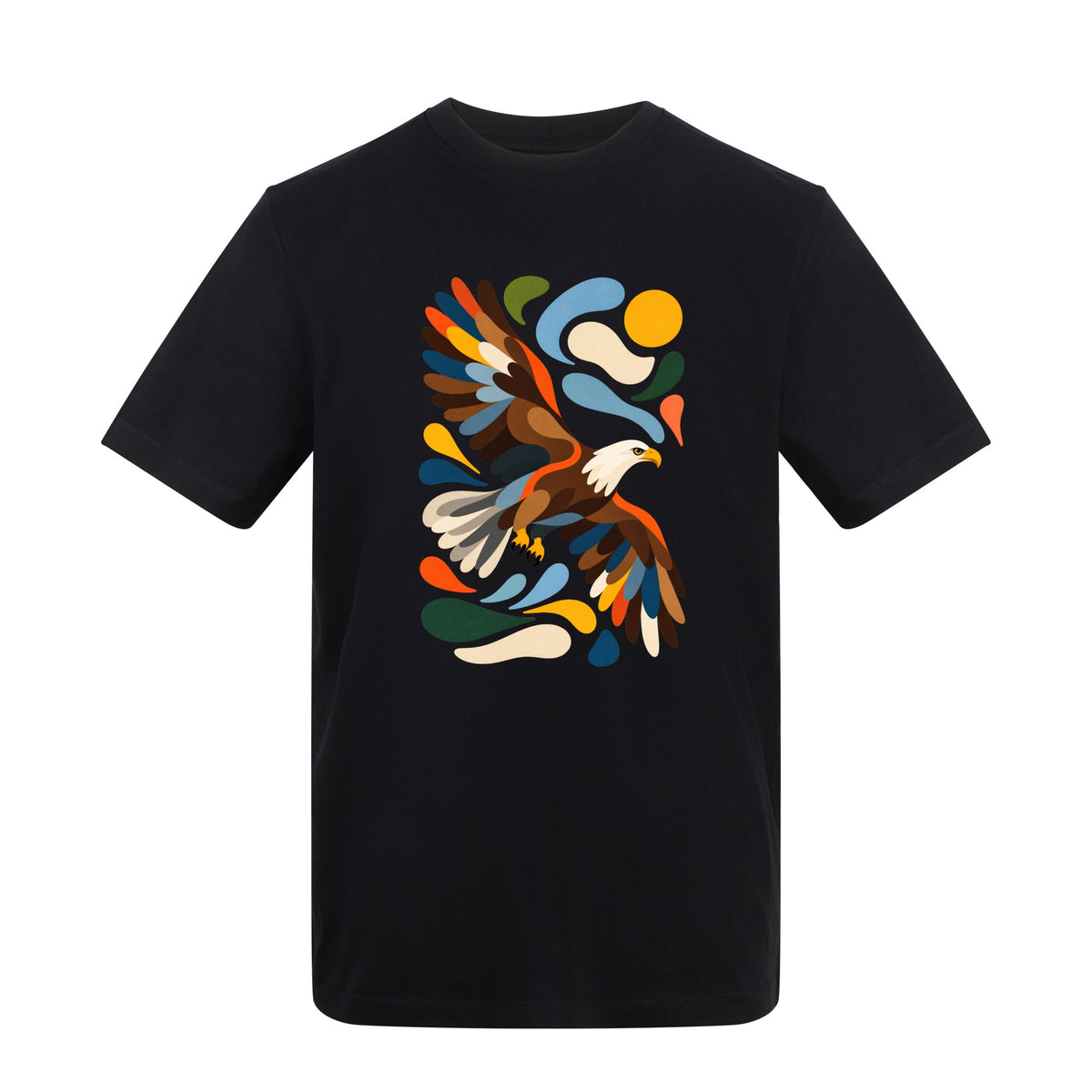Skybound Spirit Adult Unisex T-shirt - Freeform Fauna Range Deep Black colour variant image