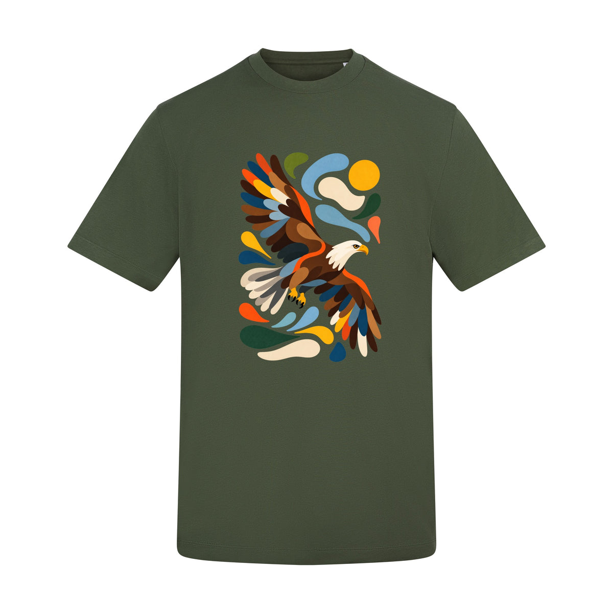 Skybound Spirit Adult Unisex T-shirt - Freeform Fauna Range Earthy Green colour variant image