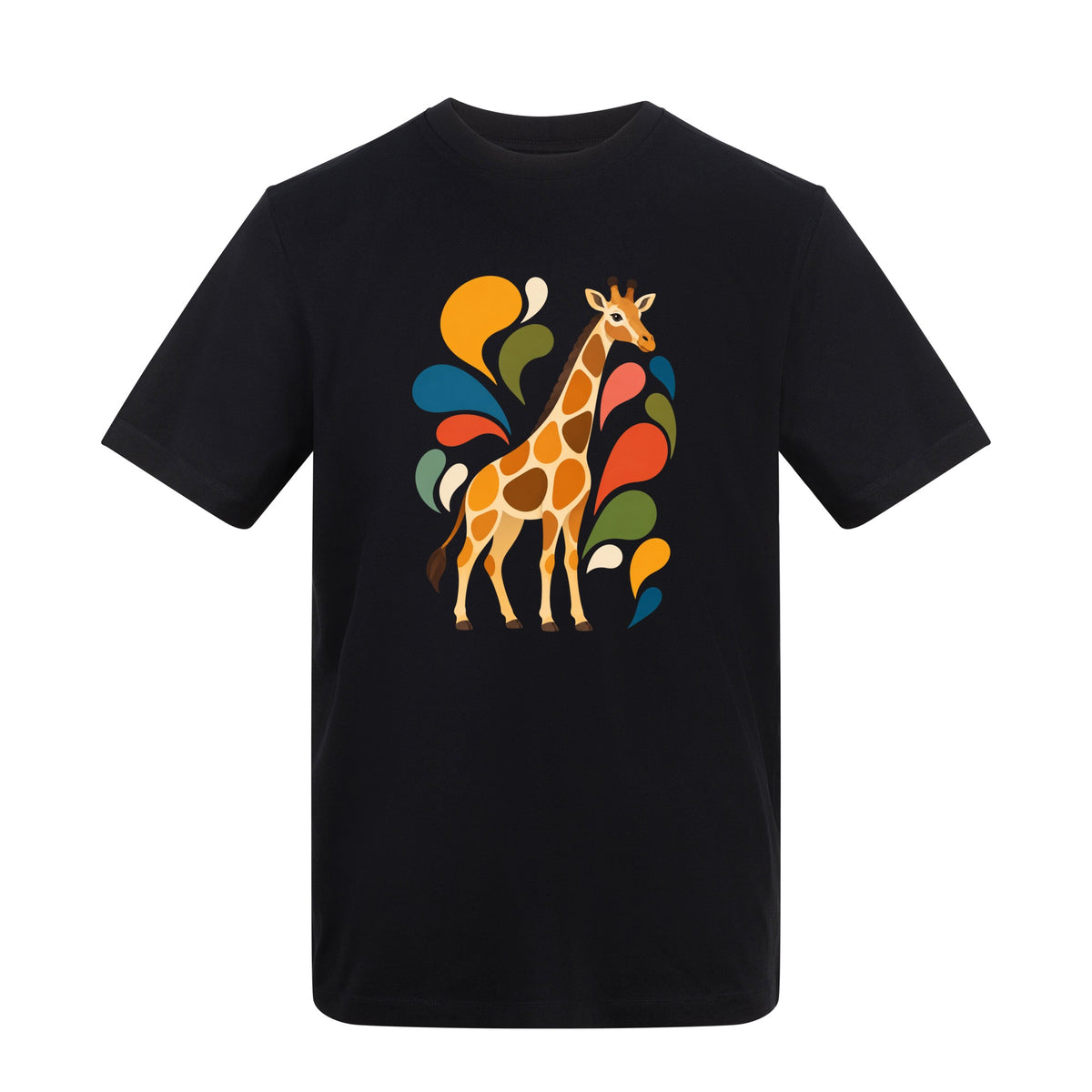 Sunlit Safari Adult Unisex T-shirt - Freeform Fauna Range Deep Black colour variant image