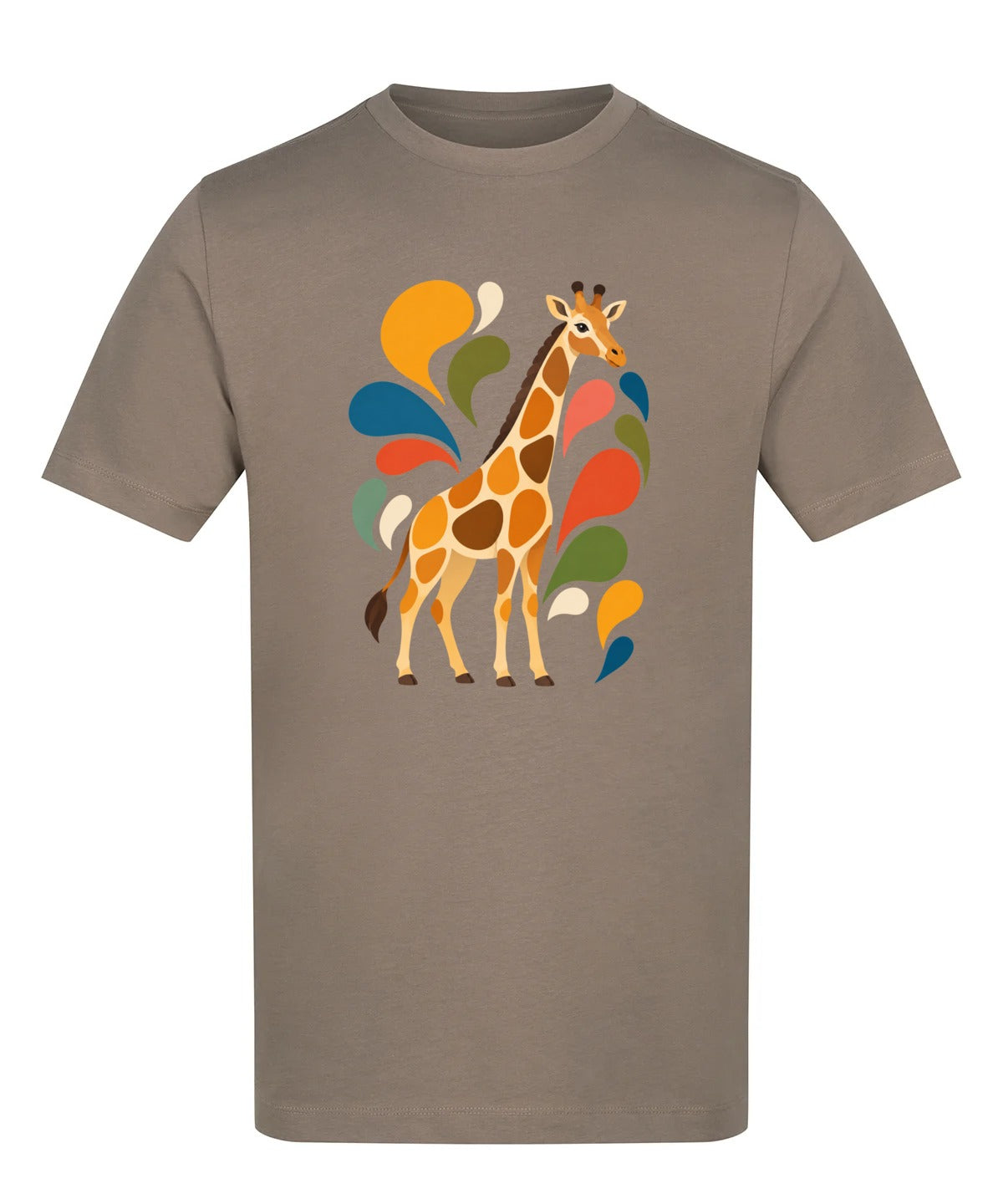 Sunlit Safari Adult Unisex T-shirt - Freeform Fauna Range Mocha Brown colour variant image