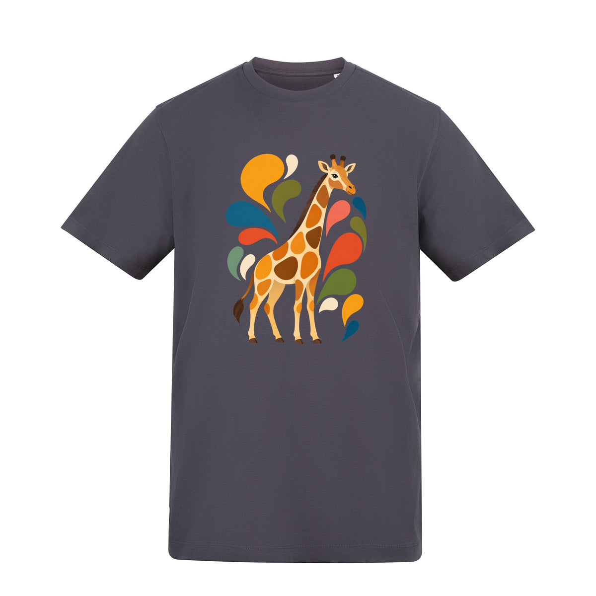 Sunlit Safari Adult Unisex T-shirt - Freeform Fauna Range Solid Charcoal colour variant image