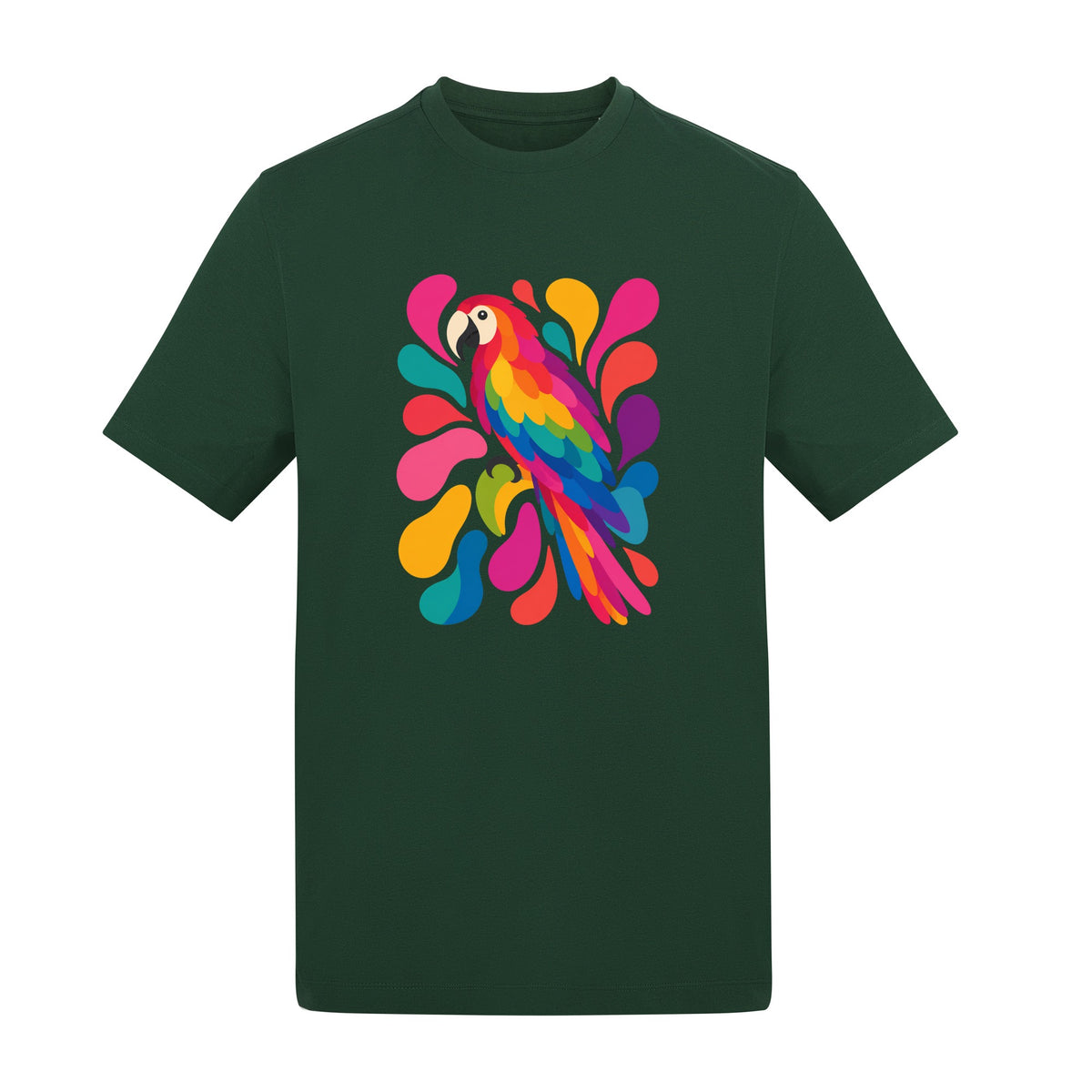 Tropical Burst Adult Unisex T-shirt - Freeform Fauna Range Bottle Green colour variant image