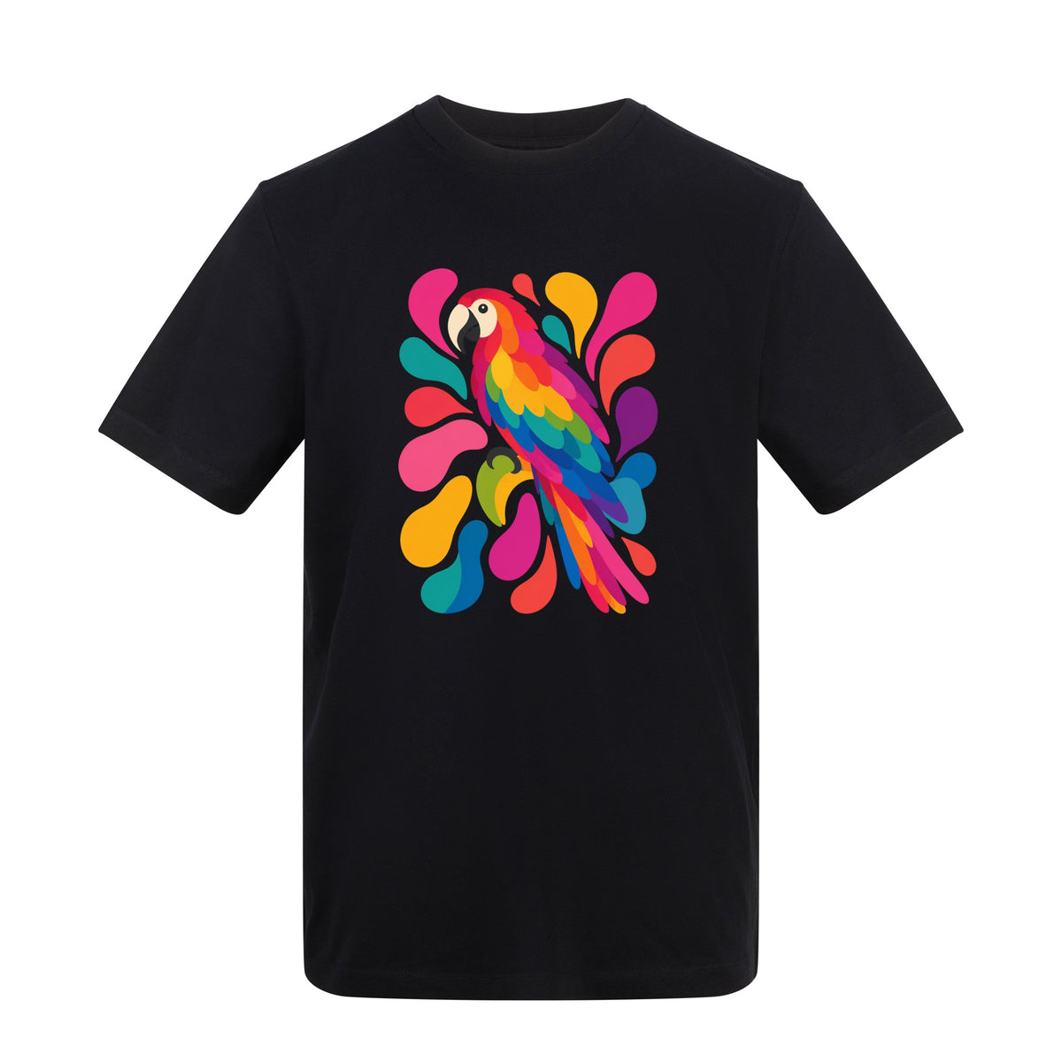 Tropical Burst Adult Unisex T-shirt - Freeform Fauna Range Deep Black colour variant image