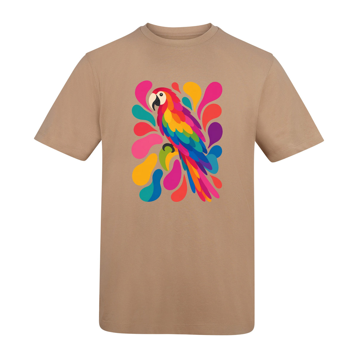 Tropical Burst Adult Unisex T-shirt - Freeform Fauna Range Desert Sand colour variant image