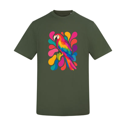 Tropical Burst Adult Unisex T-shirt - Freeform Fauna Range Earthy Green colour variant image