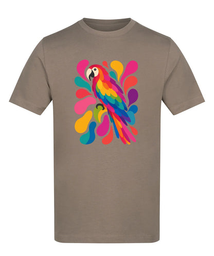 Tropical Burst Adult Unisex T-shirt - Freeform Fauna Range Mocha Brown colour variant image