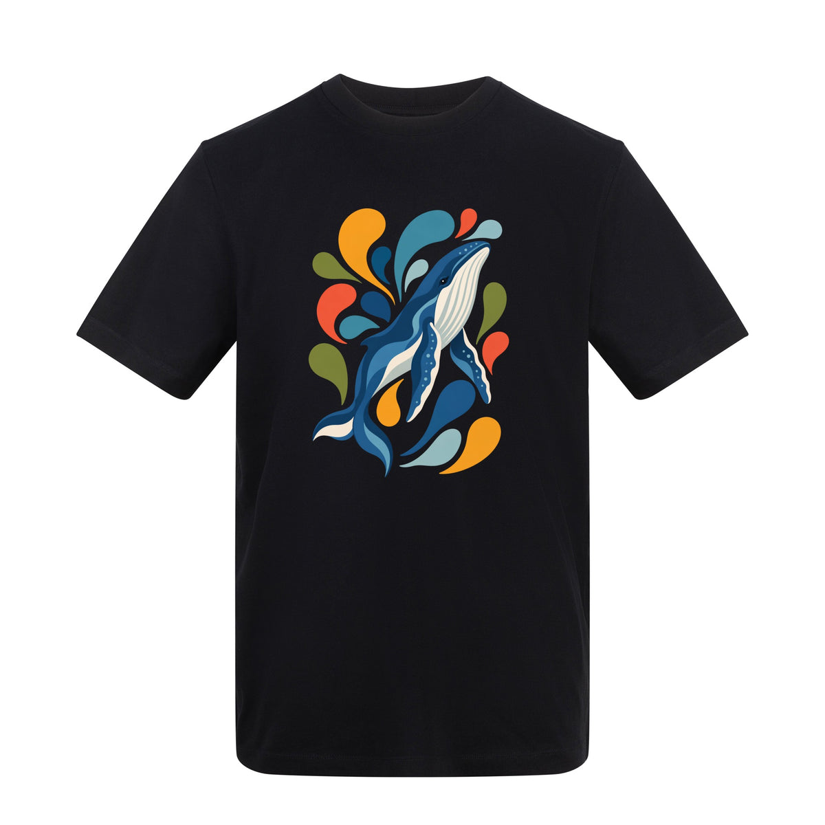 Ocean Song Adult Unisex T-shirt - Freeform Fauna Range Deep Black colour variant image