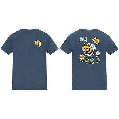 Bee Curious Adult Unisex T-shirt - Badges of the Wild Airforce Blue colour variant image
