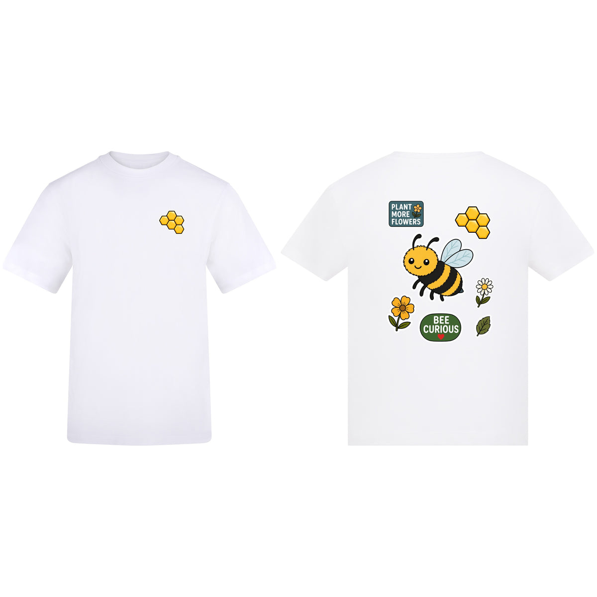 Bee Curious Adult Unisex T-shirt - Badges of the Wild Arctic White colour variant image