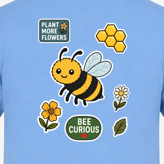 Bee Curious Adult Unisex T-shirt - Badges of the Wild gallery image 2