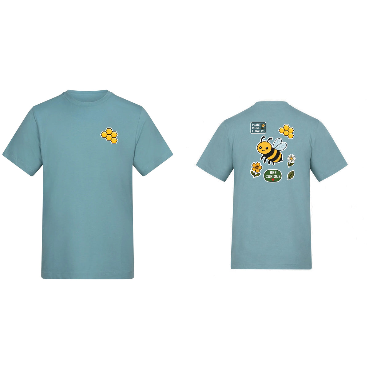 Bee Curious Adult Unisex T-shirt - Badges of the Wild Seafoam colour variant image
