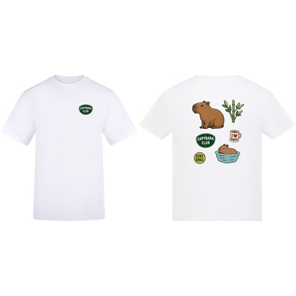 Capybara Chill Club Adult Unisex T-shirt - Badges of the Wild Arctic White colour variant image
