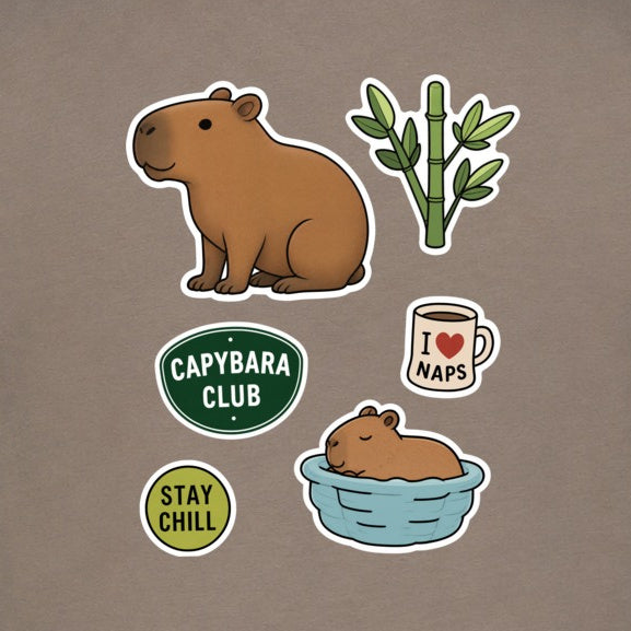 Capybara Chill Club Adult Unisex T-shirt - Badges of the Wild gallery image 2