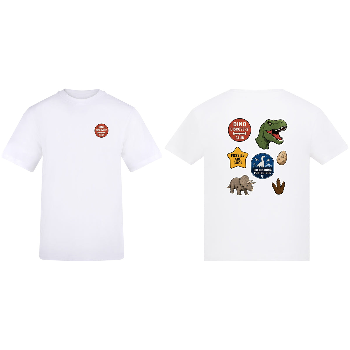 Dino Discovery Club Adult Unisex T-shirt - Badges of the Wild Arctic White colour variant image