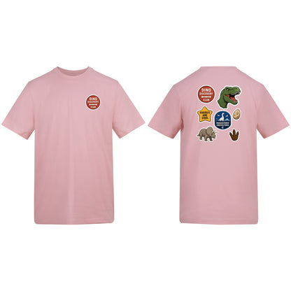 Dino Discovery Club Adult Unisex T-shirt - Badges of the Wild Baby Pink colour variant image