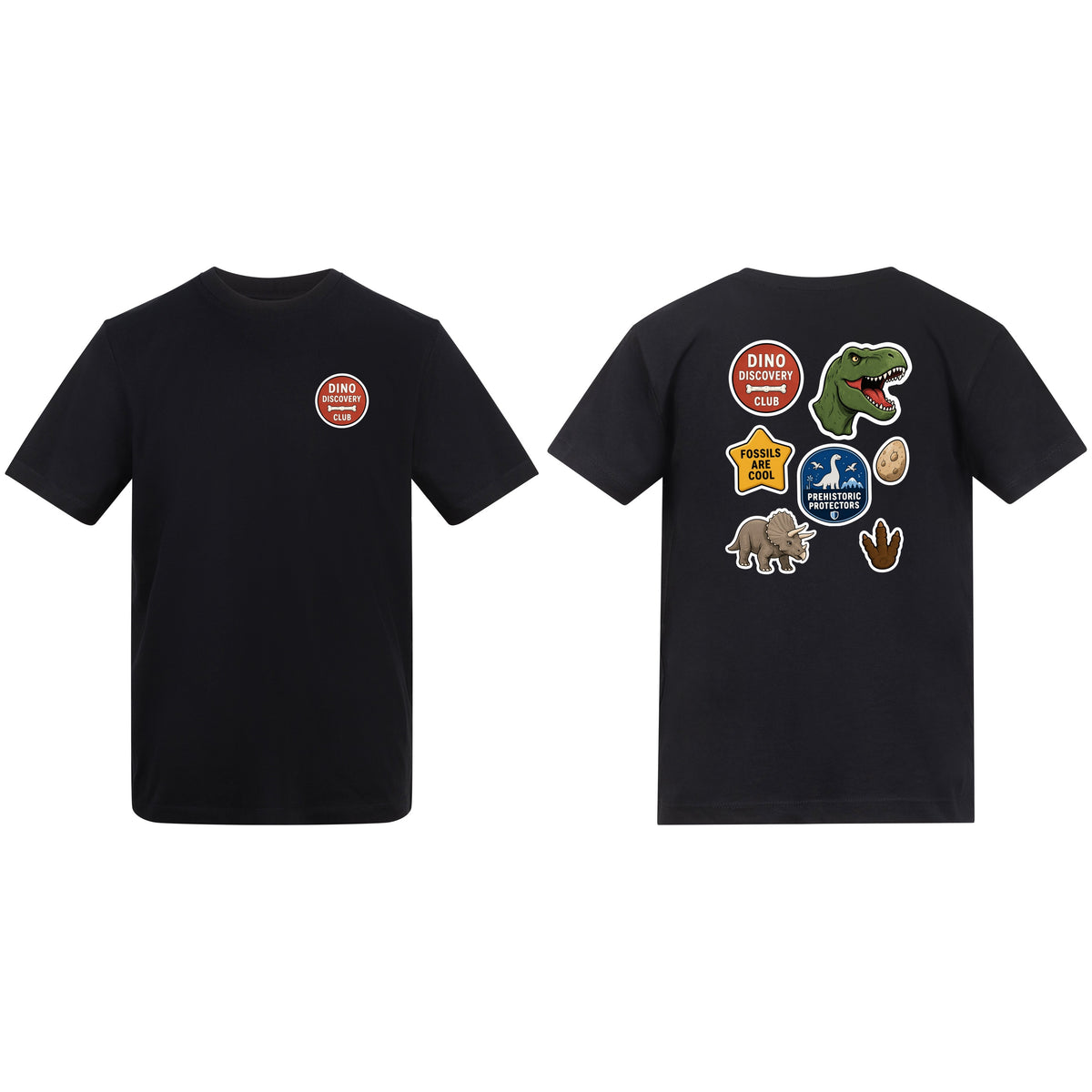 Dino Discovery Club Adult Unisex T-shirt - Badges of the Wild Deep Black colour variant image