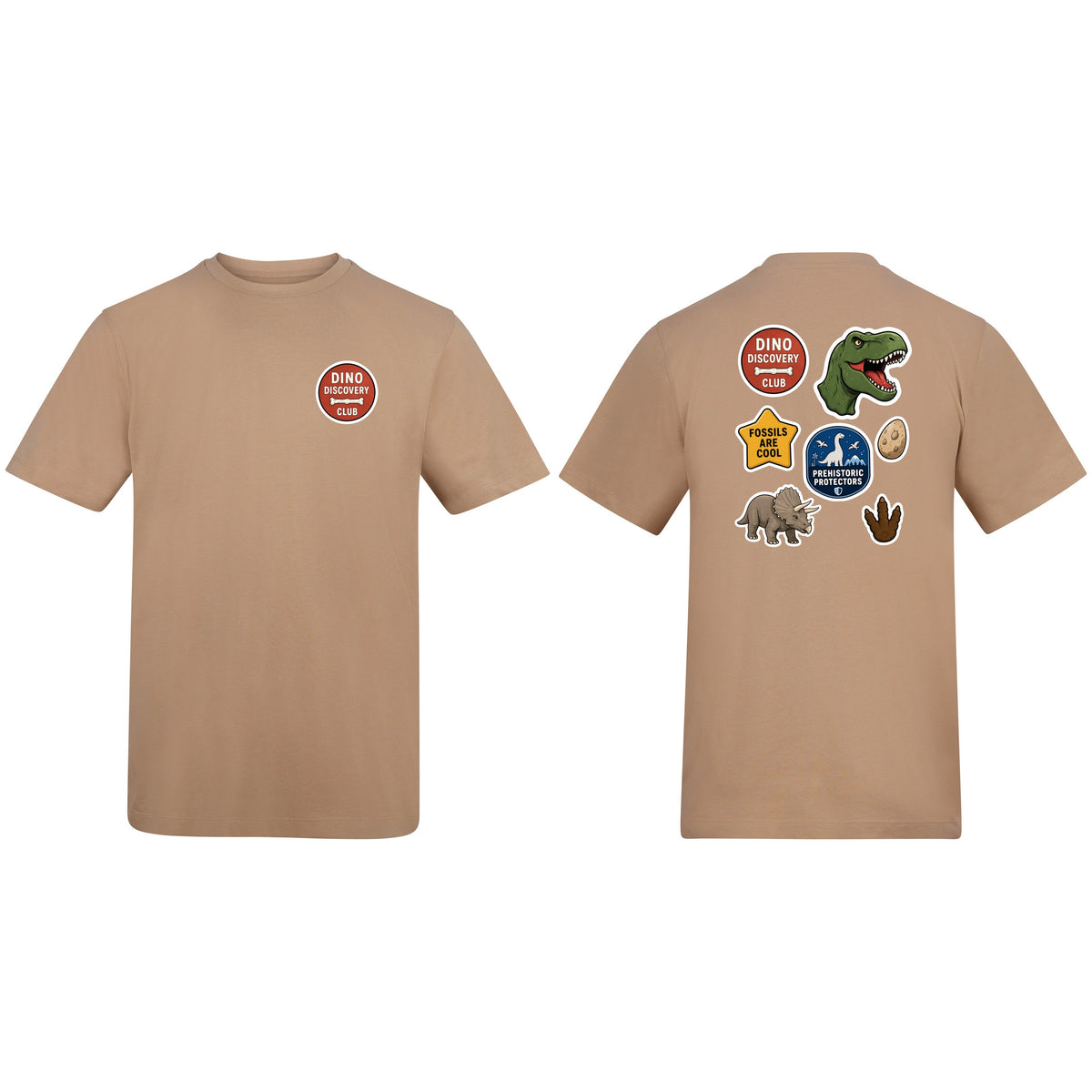 Dino Discovery Club Adult Unisex T-shirt - Badges of the Wild Desert Sand colour variant image