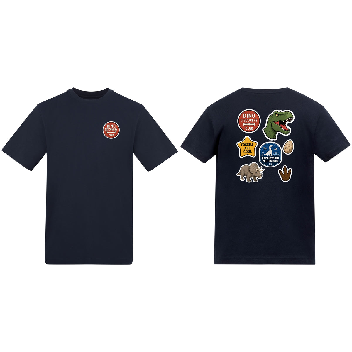 Dino Discovery Club Adult Unisex T-shirt - Badges of the Wild French Navy colour variant image
