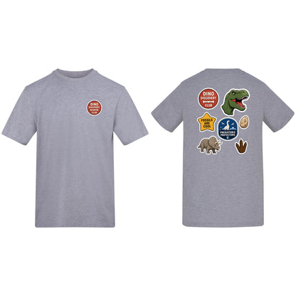 Dino Discovery Club Adult Unisex T-shirt - Badges of the Wild Heather Grey colour variant image