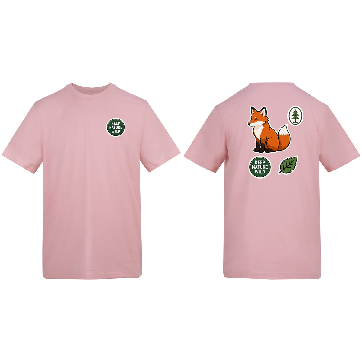Keep Nature Wild Adult Unisex T-shirt - Badges of the Wild Baby Pink colour variant image